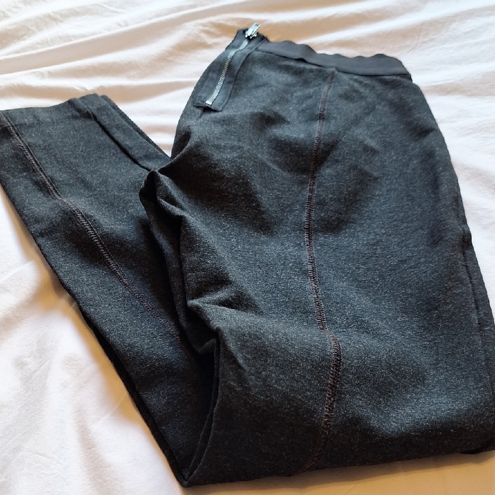 J. Crew Black and Gray Leggings with Tapered Design